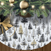 Schwarzes Gold Weihnachtsmuster#26 ID1009 Polyester Weihnachtsbaumdecke