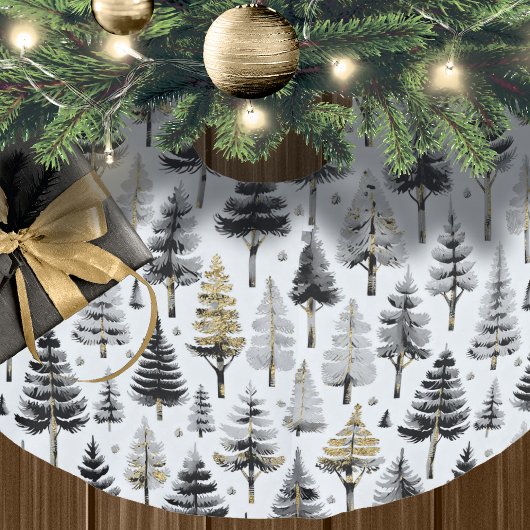 Schwarzes Gold Weihnachtsmuster#26 ID1009 Polyester Weihnachtsbaumdecke