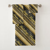 Schwarzes Gold Weihnachtsmuster#28 ID1009 Badhandtuch Set (Insitu)