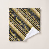 Schwarzes Gold Weihnachtsmuster#28 ID1009 Badhandtuch Set (Waschlappen)