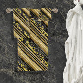 Schwarzes Gold Weihnachtsmuster#28 ID1009 Badhandtuch Set