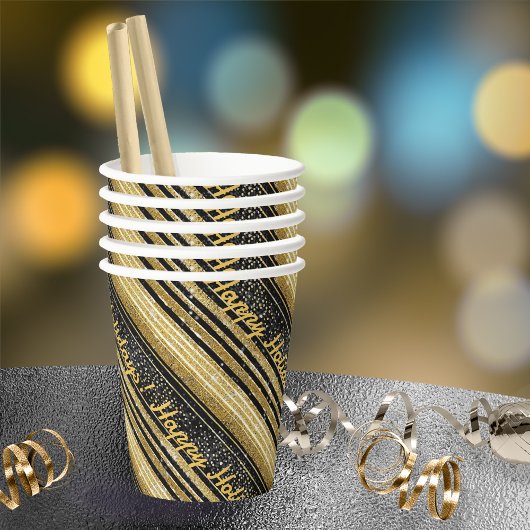 Schwarzes Gold Weihnachtsmuster#28 ID1009 Pappbecher