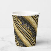 Schwarzes Gold Weihnachtsmuster#28 ID1009 Pappbecher (Rückseite)