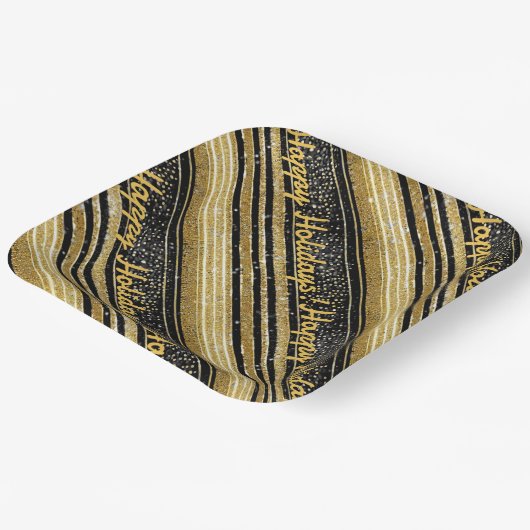 Schwarzes Gold Weihnachtsmuster#28 ID1009 Pappteller (Gewinkelt)