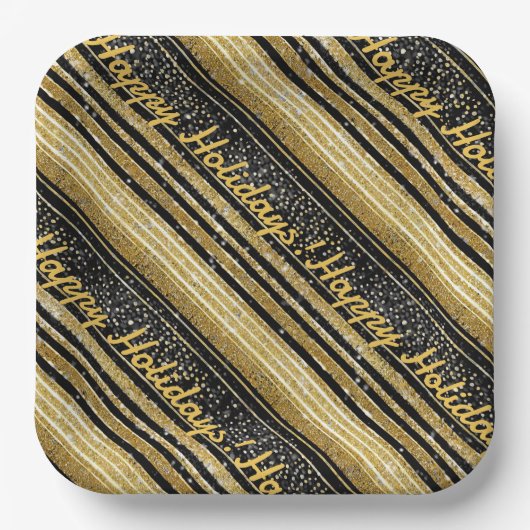 Schwarzes Gold Weihnachtsmuster#28 ID1009 Pappteller (Vorderseite)