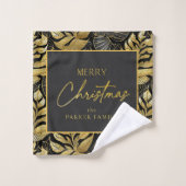 Schwarzes Gold Weihnachtsmuster#29 ID1009 Badhandtuch Set (Waschlappen)