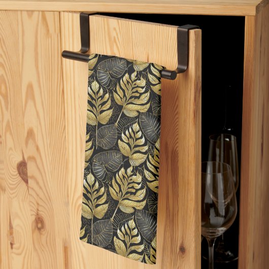 Schwarzes Gold Weihnachtsmuster#29 ID1009 Geschirrtuch (Drittel gefaltet)