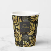 Schwarzes Gold Weihnachtsmuster#29 ID1009 Pappbecher (Vorderseite)