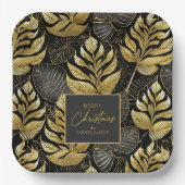 Schwarzes Gold Weihnachtsmuster#29 ID1009 Pappteller (Vorderseite)