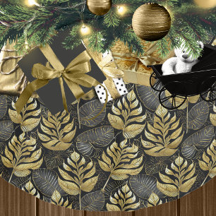 Schwarzes Gold Weihnachtsmuster#29 ID1009 Polyester Weihnachtsbaumdecke