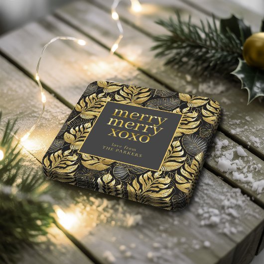 Schwarzes Gold Weihnachtsmuster#29 ID1009 Rechteckiger Pappuntersetzer