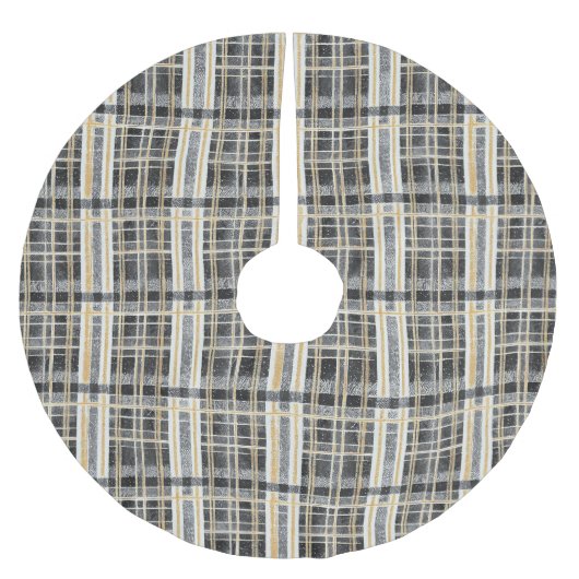 Schwarzes Gold Weihnachtsmuster#2 ID1009 Polyester Weihnachtsbaumdecke (Vorderseite)