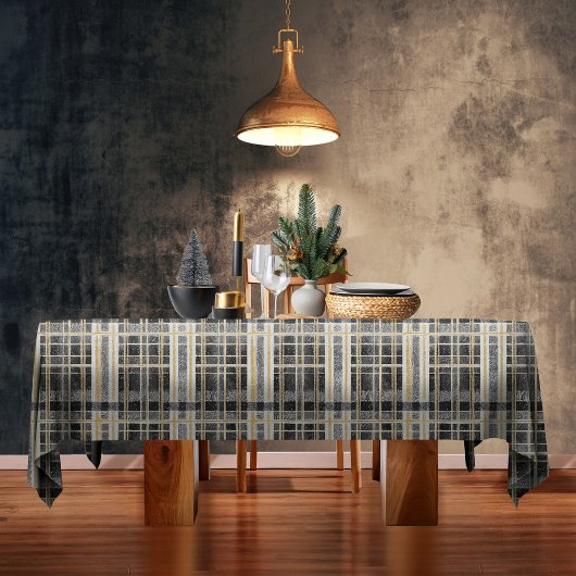 Schwarzes Gold Weihnachtsmuster#2 ID1009 Tischdecke