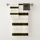 Schwarzes Gold Weihnachtsmuster#35 ID1009 Badhandtuch Set (Insitu)