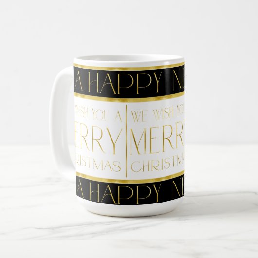 Schwarzes Gold Weihnachtsmuster#35 ID1009 Kaffeetasse (Vorderseite Links)