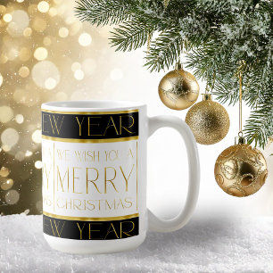 Schwarzes Gold Weihnachtsmuster#35 ID1009 Kaffeetasse