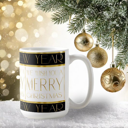 Schwarzes Gold Weihnachtsmuster#35 ID1009 Kaffeetasse