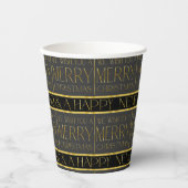 Schwarzes Gold Weihnachtsmuster#35b ID1009 Pappbecher (Vorderseite)