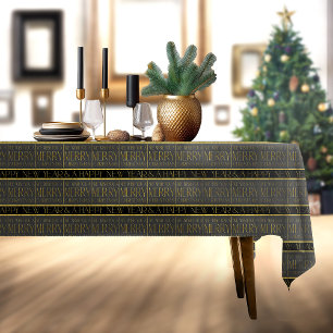 Schwarzes Gold Weihnachtsmuster#35b ID1009 Tischdecke