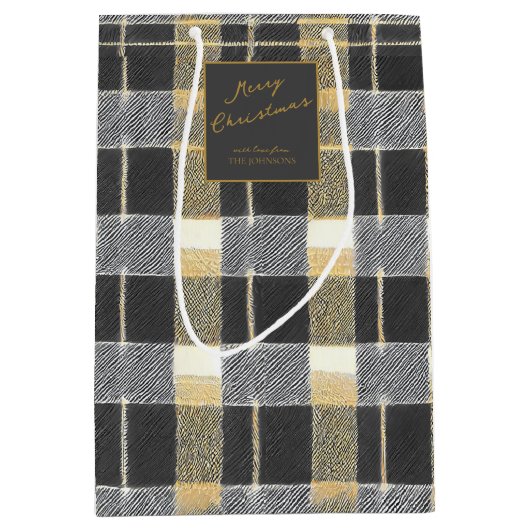 Schwarzes Gold Weihnachtsmuster#7 ID1009 Mittlere Geschenktüte (Vorderseite)