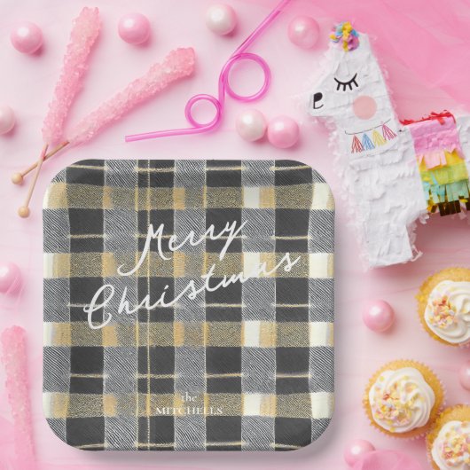 Schwarzes Gold Weihnachtsmuster#7 ID1009 Pappteller (Party)