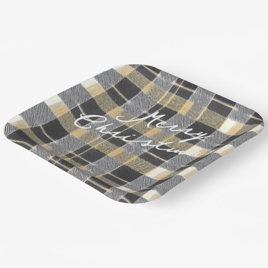 Schwarzes Gold Weihnachtsmuster#7 ID1009 Pappteller (Gewinkelt)