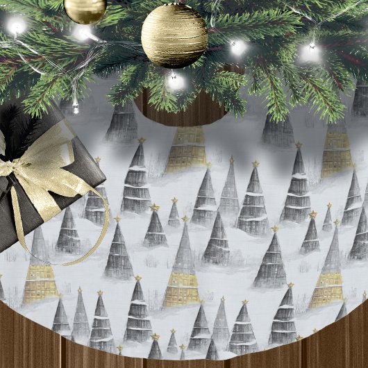 Schwarzes Gold Weihnachtsmuster#8 ID1009 Polyester Weihnachtsbaumdecke