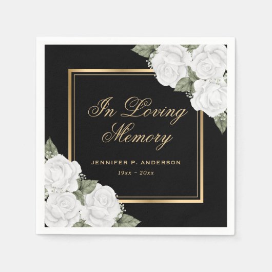 Schwarzes Gold Weiße Gedenkstätte Serviette (Vorderseite)