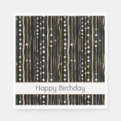 Schwarzes Gold Weiße Perlen Geburtstag Serviette (Vorderseite)
