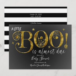 Schwarzes Gold weißer BOO Elegante Babyparty Einladung