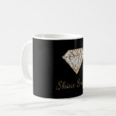 Schwarzes Gold Weißer Funkel Diamant Kaffeetasse (Vorderseite Links)