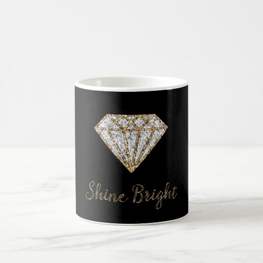 Schwarzes Gold Weißer Funkel Diamant Kaffeetasse (Mittel)
