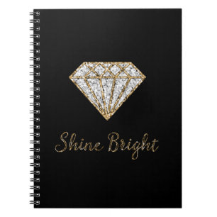 Schwarzes Gold Weißer Funkel Diamant Notizblock