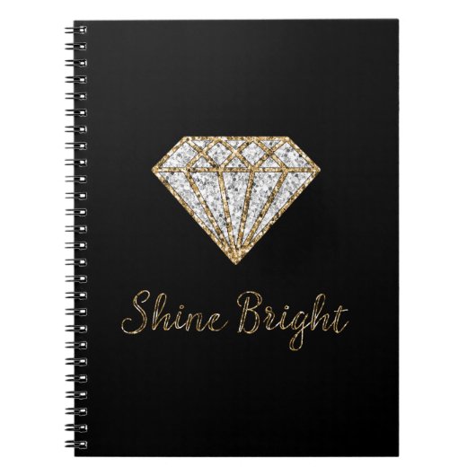 Schwarzes Gold Weißer Funkel Diamant Notizblock (Vorderseite)
