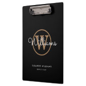 Schwarzes Gold Weißes Skript Monogramm Name Klemmbrett (Links)