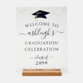 Schwarzes Gold-Willkommen bei der Graduierungspart Acrylschild (Vorderseite)