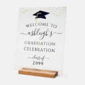 Schwarzes Gold-Willkommen bei der Graduierungspart Acrylschild (Winkel)