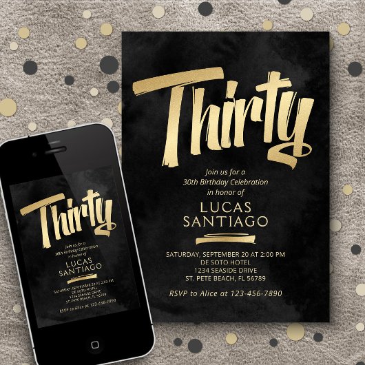 Schwarzes Gold zum 30. Geburtstag Einladung
