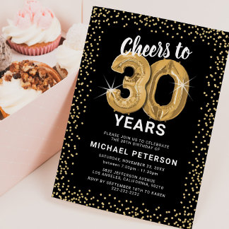 Schwarzes Gold zum 30. Geburtstag Einladung