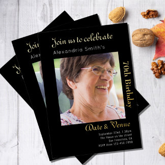 Schwarzes Gold zum 70. Geburtstag Folieneinladung