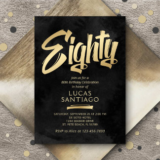 Schwarzes Gold zum 80. Geburtstag Einladung