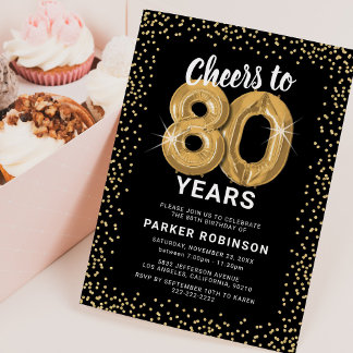 Schwarzes Gold zum 80. Geburtstag Einladung