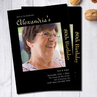 Schwarzes Gold zum 80. Geburtstag Folieneinladung