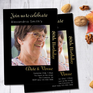 Schwarzes Gold zum 80. Geburtstag Folieneinladung