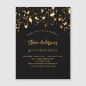 Schwarzes Gold zum Geburtstag - elegantes Party Magneteinladung (Vorderseite)