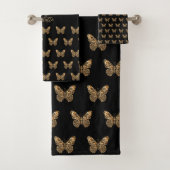 Schwarzes Goldbutterfliegenmuster Badhandtuch Set (Insitu)