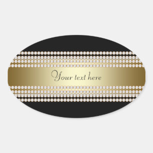 Schwarzes Golddiamant Ovaler Aufkleber