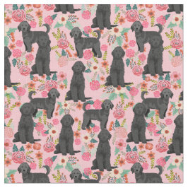 Schwarzes Golden Doodle Vintage Blumen rosa Stoff