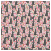 Schwarzes Golden Doodle Vintage Blumen rosa Stoff (Muster)
