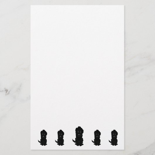 Schwarzes Goldendoodle-Hund-Design Briefpapier (Vorderseite)